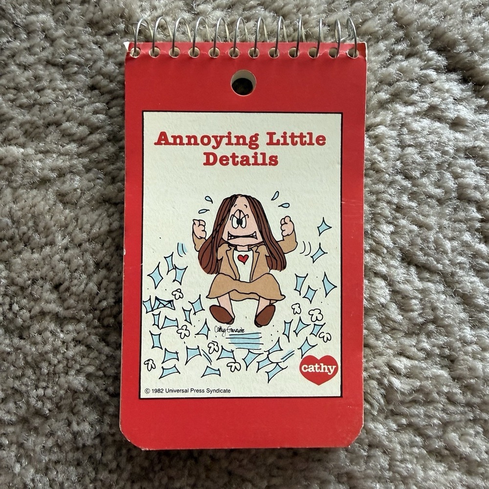 Vintage 1982 Cathy Comic Strip Notepad "Annoying Little Details" Lined Paper